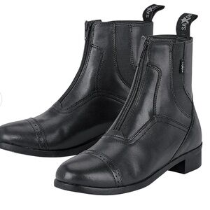 SAXON LADIES’ SYNTOVIA ZIP PADDOCK SLIP ON MOTO GRUNGE BOOTS SIZE 8 BLACK